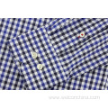 Autumn Long Sleeved Men Blue Plaid Shirt